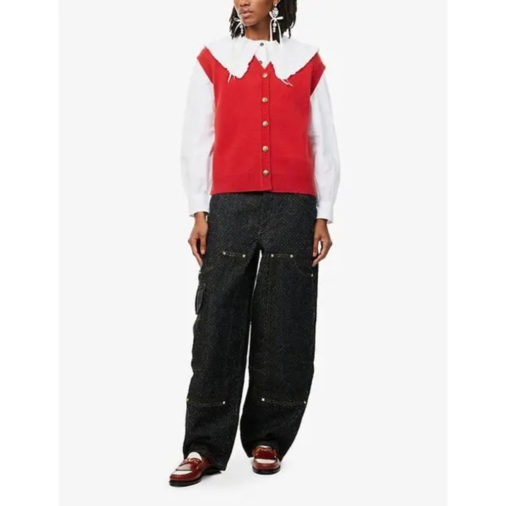 Reformation x Shrimps V-neck sleeveless cashmere blend knitted vest Size Small - Picture 2 of 9